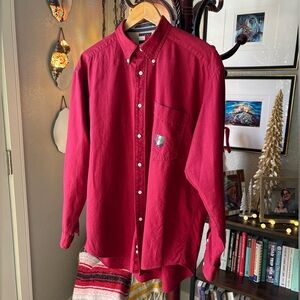 Tommy Hilfiger Burgundy Linen Blend Crest Shirt - Medium